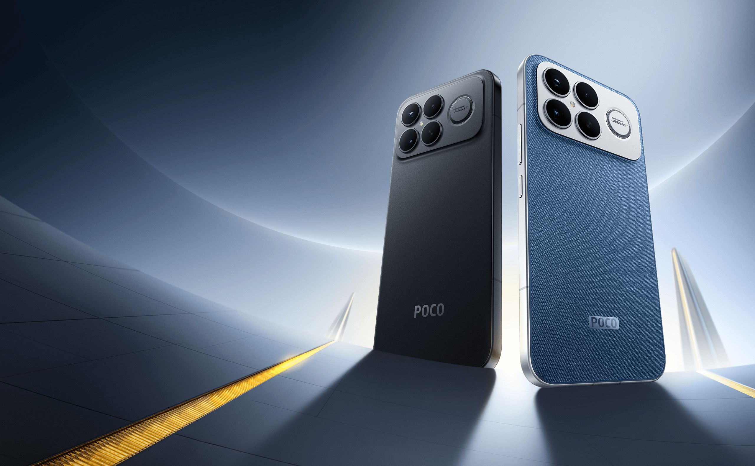 POCO F8 Ultra в чёрном и голубом цветах